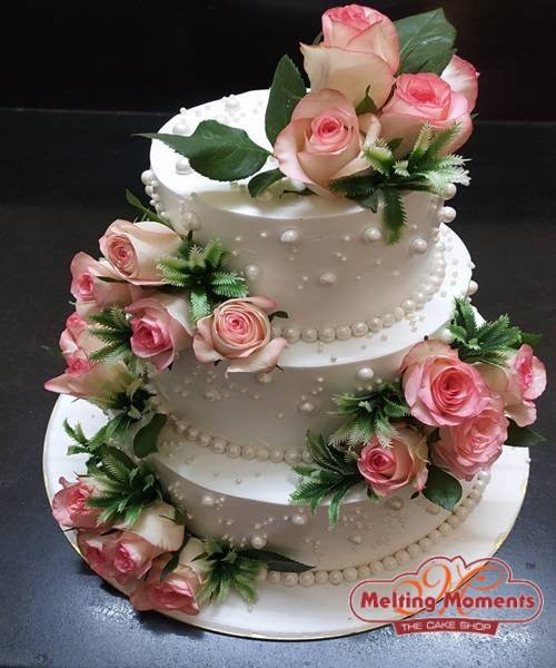 Three Tier Rose Design Cake