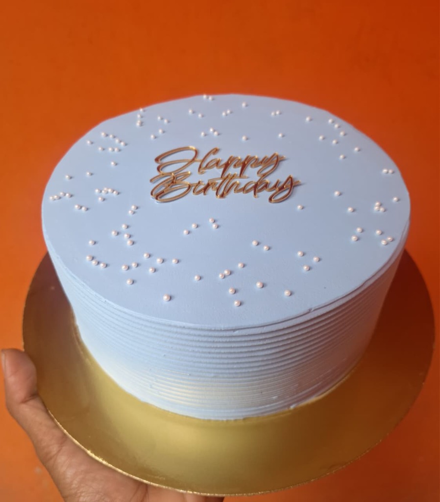 Happy Birthday White Gold Cake