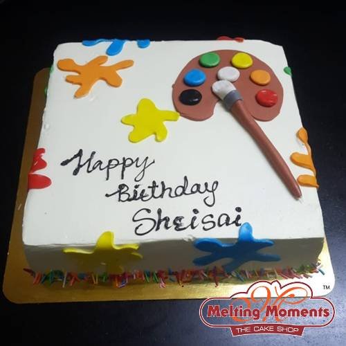 Fondant Painting Lover Theme Cake